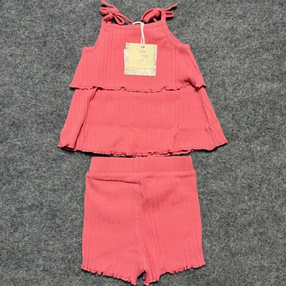 NWT Kate Quinn Short Set 12-18m Wood Rose Ruffle Tie Top Lettuce‎ Shorts